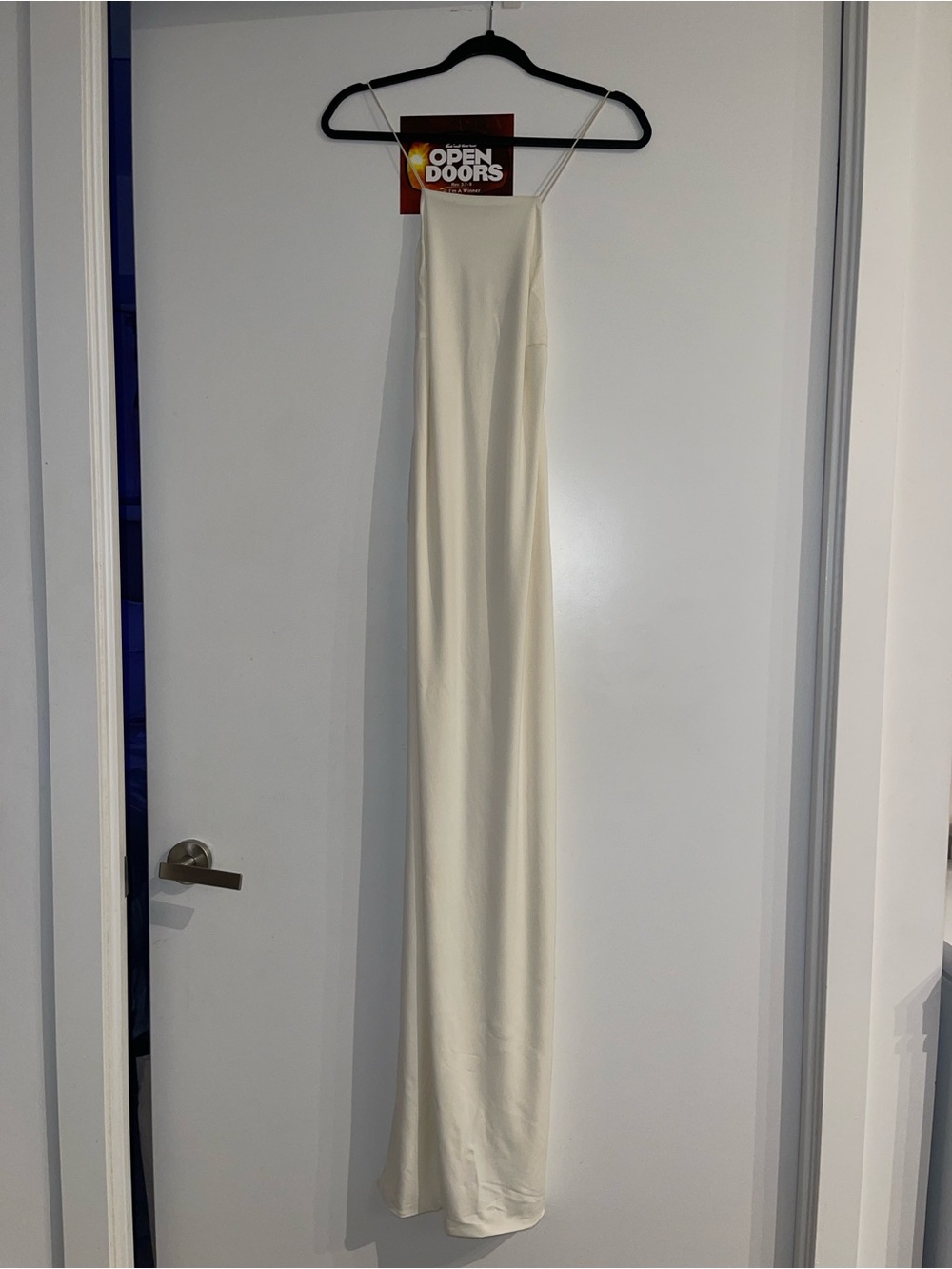 Fashion Nova Backless Cream Slip Maxi Dress